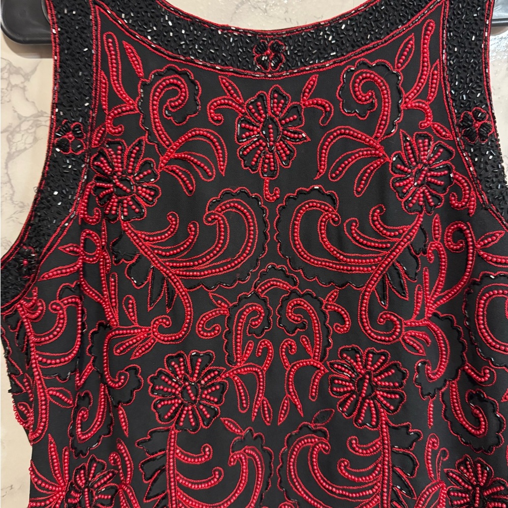 Embroidered Black and Red Women's Top - Picture 2 of 7